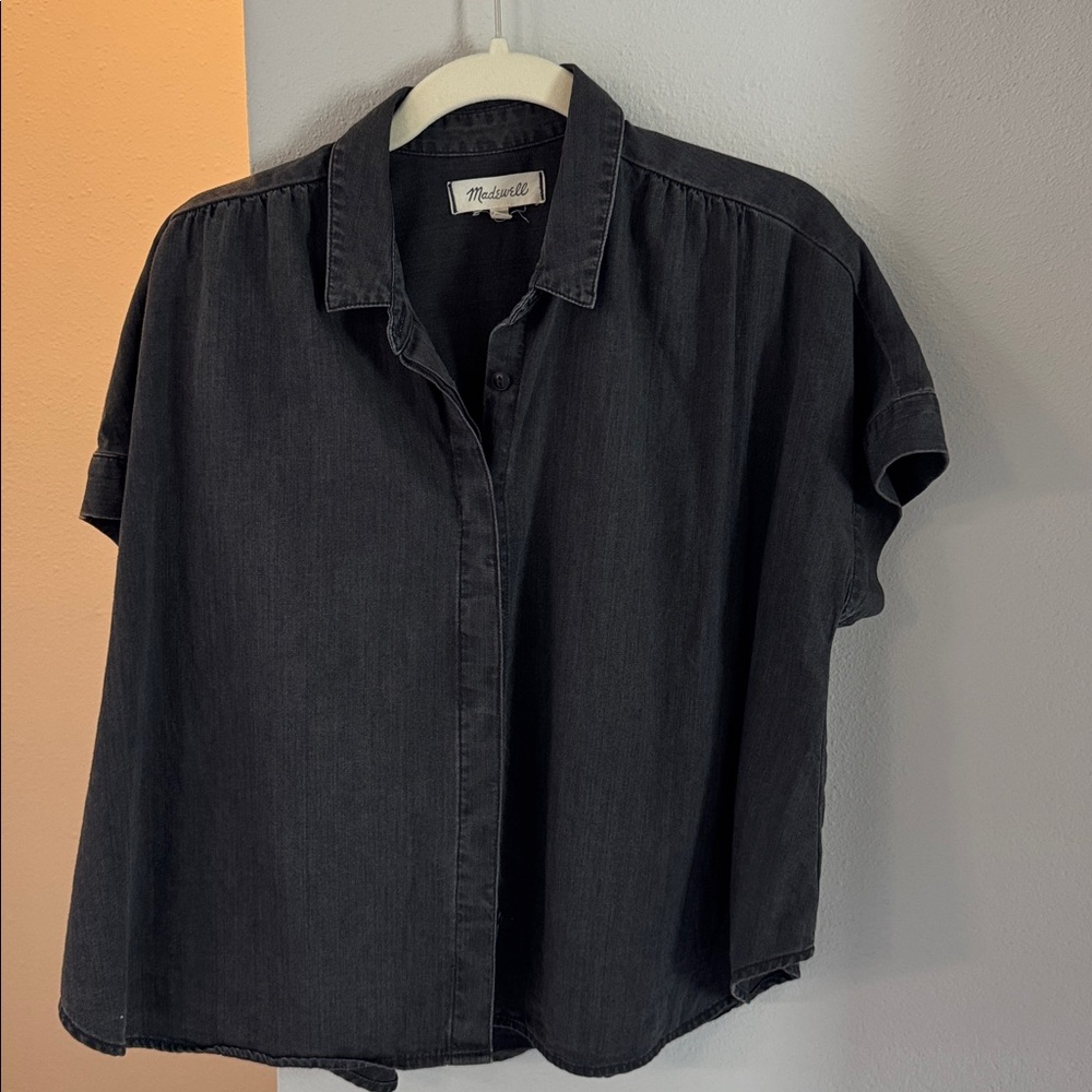 Madewell Charcoal Short Sleeve Denim Top